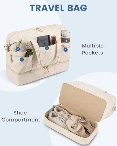Lovevook Travel Duffle Bag ، حقائب أسبوعية خفيفة الوزن للنساء مع مقصورة الأحذية ، حقيبة سفر شخصية صالة ألعاب رياضية منتفخة ، وحقيبة مبطن على أكياس ليلية وحقيبة للمستشفى للعمل والتسليم in Kuwait