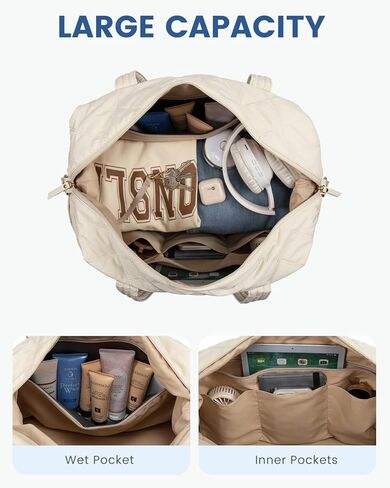 Lovevook Travel Duffle Bag ، حقائب أسبوعية خفيفة الوزن للنساء مع مقصورة الأحذية ، حقيبة سفر شخصية صالة ألعاب رياضية منتفخة ، وحقيبة مبطن على أكياس ليلية وحقيبة للمستشفى للعمل والتسليم in Kuwait
