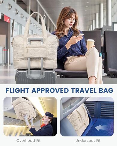 Lovevook Travel Duffle Bag ، حقائب أسبوعية خفيفة الوزن للنساء مع مقصورة الأحذية ، حقيبة سفر شخصية صالة ألعاب رياضية منتفخة ، وحقيبة مبطن على أكياس ليلية وحقيبة للمستشفى للعمل والتسليم in Kuwait
