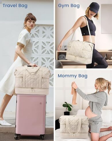 Lovevook Travel Duffle Bag ، حقائب أسبوعية خفيفة الوزن للنساء مع مقصورة الأحذية ، حقيبة سفر شخصية صالة ألعاب رياضية منتفخة ، وحقيبة مبطن على أكياس ليلية وحقيبة للمستشفى للعمل والتسليم in Kuwait