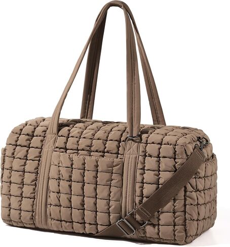 Quilted Travel Duffle Bag for Women Weekender Bag Large Puffer Overnight Bags Soft Puffy Duffel Bag Carry on Gym Bag Lightweight Personal Item Travel Bag for Trips Business Sport Airplane (Khaki) in Saudi Arabia