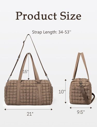 Quilted Travel Duffle Bag for Women Weekender Bag Large Puffer Overnight Bags Soft Puffy Duffel Bag Carry on Gym Bag Lightweight Personal Item Travel Bag for Trips Business Sport Airplane (Khaki) in Saudi Arabia