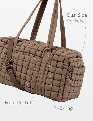 Quilted Travel Duffle Bag for Women Weekender Bag Large Puffer Overnight Bags Soft Puffy Duffel Bag Carry on Gym Bag Lightweight Personal Item Travel Bag for Trips Business Sport Airplane (Khaki) in Saudi Arabia