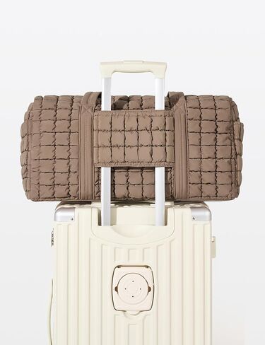 Quilted Travel Duffle Bag for Women Weekender Bag Large Puffer Overnight Bags Soft Puffy Duffel Bag Carry on Gym Bag Lightweight Personal Item Travel Bag for Trips Business Sport Airplane (Khaki) in Saudi Arabia