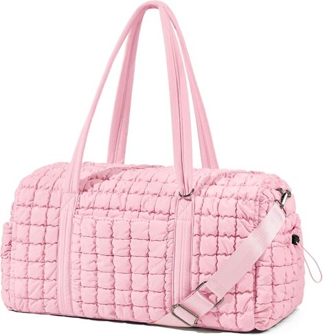 Quilted Travel Duffle Bag for Women Weekender Bag Large Puffer Overnight Bags Soft Puffy Duffel Bag Carry on Gym Bag Lightweight Personal Item Travel Bag for Trips Business Sport Airplane (Khaki) in Saudi Arabia