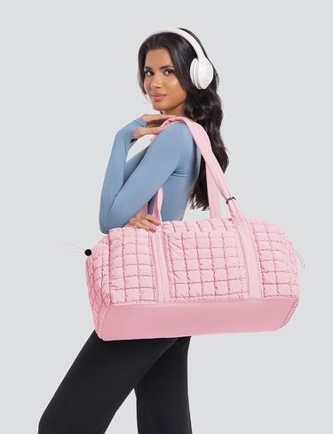 Quilted Travel Duffle Bag for Women Weekender Bag Large Puffer Overnight Bags Soft Puffy Duffel Bag Carry on Gym Bag Lightweight Personal Item Travel Bag for Trips Business Sport Airplane (Khaki) in Saudi Arabia
