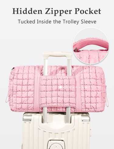 Quilted Travel Duffle Bag for Women Weekender Bag Large Puffer Overnight Bags Soft Puffy Duffel Bag Carry on Gym Bag Lightweight Personal Item Travel Bag for Trips Business Sport Airplane (Khaki) in Saudi Arabia