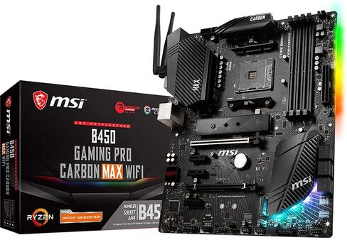 MSI Performance GAMING AMD Ryzen 1st, 2nd, and 3rd Gen AM4 M.2 USB 3.2 Gen 2 DDR4 HDMI Display Port Wi-Fi ATX Motherboard (B450 GAMING PRO CARBON MAX WIFI) in Saudi Arabia