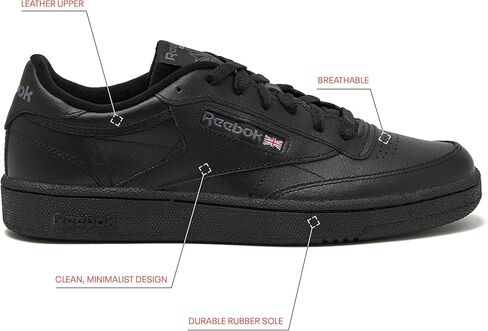 Reebok Men's Club C Sneaker, INT-Black/Charcoal, 10.5 in Saudi Arabia
