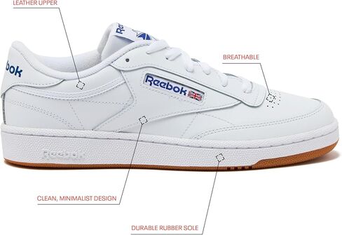 Reebok Men's Club C Sneaker, White/Royal-Gum, 9 in Saudi Arabia