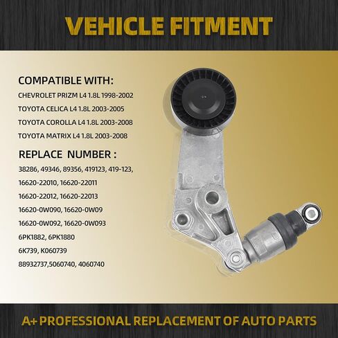 Dasbecan Serpentine Drive Belt Tensioner Pulley Kit Compatible with Chevy Prizm Toyota Celica Corolla Matrix 1998-2008, Replaces# 38286 6PK1880 in Saudi Arabia