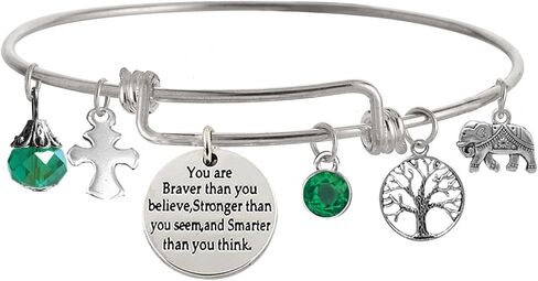 "You Are Braver Than You Believe Stronger Than You Seem and Smarter Than You Think Inspirational Bracelet Expandable Bangle for Women in Kuwait