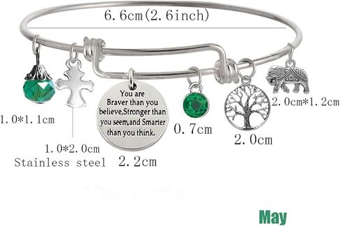 "You Are Braver Than You Believe Stronger Than You Seem and Smarter Than You Think Inspirational Bracelet Expandable Bangle for Women in Kuwait