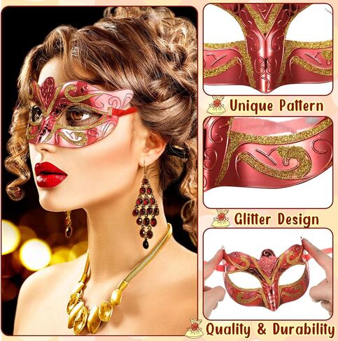 60 حزمة قناع تنكري متعدد ألوان القناع الذهب اللامع مطلي Mardi Gras قناع Purim Mardi Gras in Kuwait