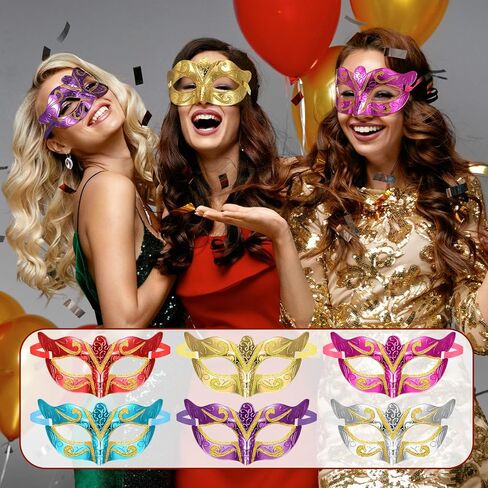 60 حزمة قناع تنكري متعدد ألوان القناع الذهب اللامع مطلي Mardi Gras قناع Purim Mardi Gras in Kuwait