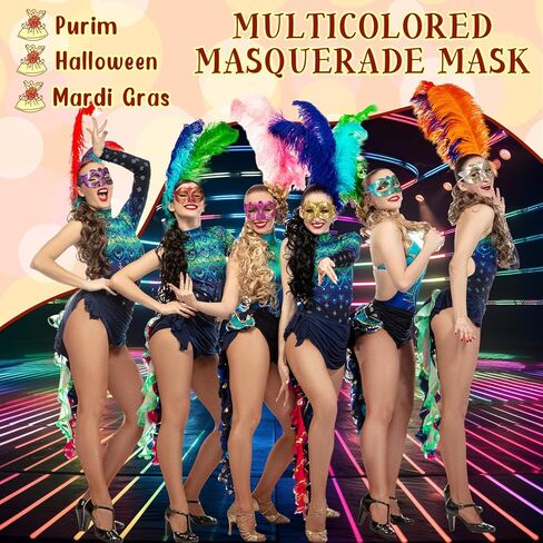 60 حزمة قناع تنكري متعدد ألوان القناع الذهب اللامع مطلي Mardi Gras قناع Purim Mardi Gras in Kuwait