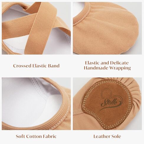 Stelle Ballet Shoes Women Highly Stretch Canvas Dance Slippers Ballet Flats | Ballet shoes for women, Split suede outsole, Non-Slip, Breathable cotton lining, Elastic cross straps, Yoga, Ballet training in Saudi Arabia
