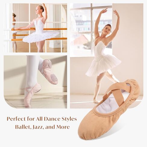 Stelle Ballet Shoes Women Highly Stretch Canvas Dance Slippers Ballet Flats | Ballet shoes for women, Split suede outsole, Non-Slip, Breathable cotton lining, Elastic cross straps, Yoga, Ballet training in Saudi Arabia
