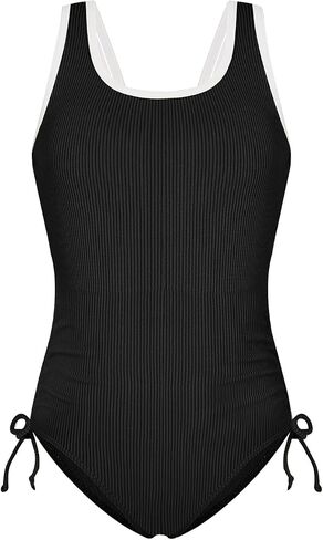 Weixinbuy Girls Swimsuit Ribbed Bathing Suit for Girls Adjustable Strap Color Block Summer Beach One Piece Swimsuit in Saudi Arabia
