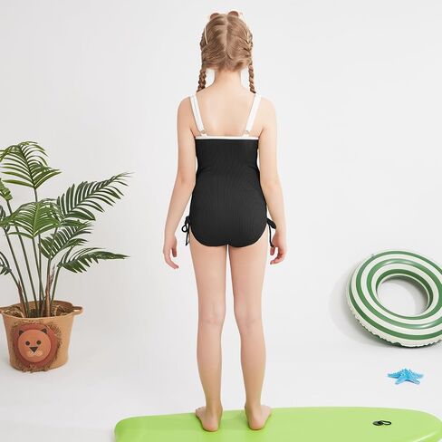 Weixinbuy Girls Swimsuit Ribbed Bathing Suit for Girls Adjustable Strap Color Block Summer Beach One Piece Swimsuit in Saudi Arabia
