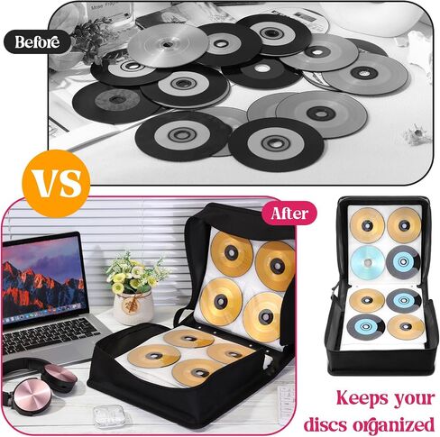 2 Pcs 400 Capacity CD/DVD Case DVD Case Holder Organizer CD Storage Wallets Protective with Zipper 600D Oxford Cloth Disc Wallet for Booklet Album Car Home Office (Rose Red) in Saudi Arabia