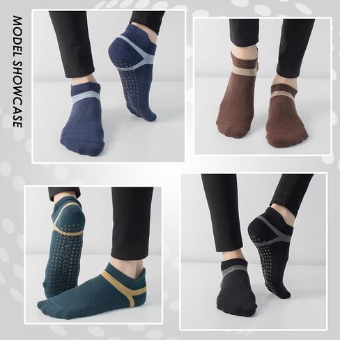 Women Non Slip Grip Ankle Socks with Anti-Skid Soles Cushioned for Yoga, Pilates, Barre,Hospital, Home, Walking in Saudi Arabia