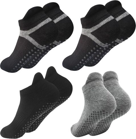 Women Non Slip Grip Ankle Socks with Anti-Skid Soles Cushioned for Yoga, Pilates, Barre,Hospital, Home, Walking in Saudi Arabia