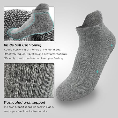 Women Non Slip Grip Ankle Socks with Anti-Skid Soles Cushioned for Yoga, Pilates, Barre,Hospital, Home, Walking in Saudi Arabia