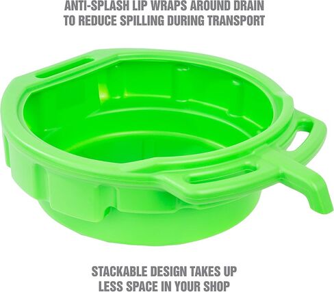 OEMTOOLS 87034 Oil Drain Pan, 4 Gallon Oil Pan, Heavy Duty Polyethylene, Pour Spout, No-Splash Lip, 3 Ergonomic Handles, Stackable Design in Saudi Arabia