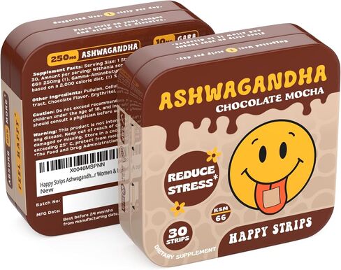 شرائط سعيدة عضوية Ashwagandha KSM 66 & GABA للتخفيف من الإجهاد ، الهدوء ، النوم-سريع المفعول وسري in Saudi Arabia