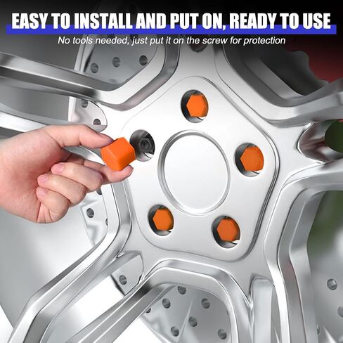 Mandark 20PCS Car Lug Nut Covers, 17mm Hexagonal Vehicle Wheel Center Bolt Dust Caps, Dustproof Automotive Exterior Tire Rims Nut Protection Accessories, Universal for SUV, Sedan, Truck (Blue) in Kuwait