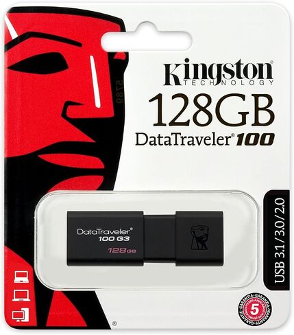 Kingston 128GB DataTraveler 100 G3 USB 3.0 قراءة 100 ميجابايت/ثانية، كتابة 10 ميجابايت/ثانية (DT100G3/128 جيجابايت) in Kuwait