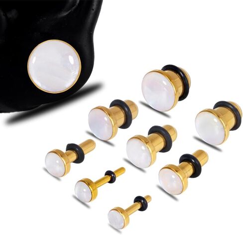 Shell Opal Ear Gauges Stretching Kit Ear Expander Plugs Short Taper Expander Solid Tunnels Body Piercing Jewelry Set in Saudi Arabia
