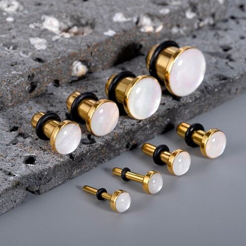 Shell Opal Ear Gauges Stretching Kit Ear Expander Plugs Short Taper Expander Solid Tunnels Body Piercing Jewelry Set in Saudi Arabia
