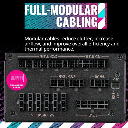 Cooler Master V750 Gold V2 Full Modular,750W, 80+ Gold Efficiency, Semi-fanless Operation, 16AWG PCIe high-Efficiency Cables, 10 Year Warranty in Saudi Arabia