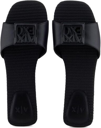 Armani Exchange Slide Women's Pluded on Sandal مع شعار في الأعلى in Saudi Arabia