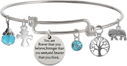 "You Are Braver Than You Believe Stronger Than You Seem and Smarter Than You Think Inspirational Bracelet Expandable Bangle for Women in Kuwait