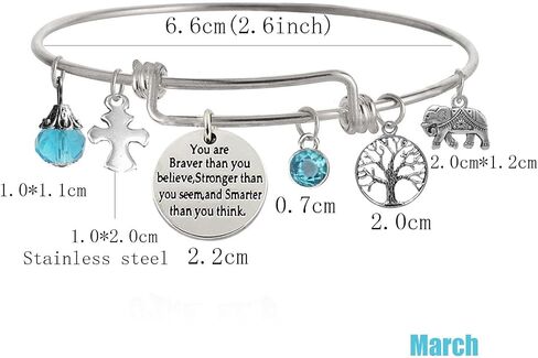 "You Are Braver Than You Believe Stronger Than You Seem and Smarter Than You Think Inspirational Bracelet Expandable Bangle for Women in Kuwait