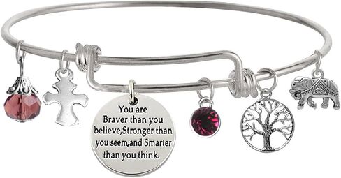 "You Are Braver Than You Believe Stronger Than You Seem and Smarter Than You Think Inspirational Bracelet Expandable Bangle for Women in Kuwait