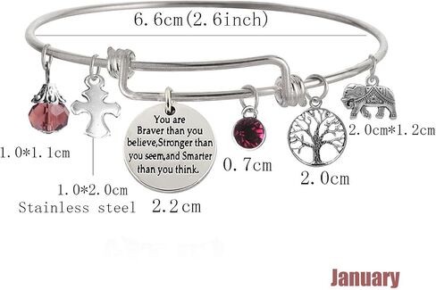 "You Are Braver Than You Believe Stronger Than You Seem and Smarter Than You Think Inspirational Bracelet Expandable Bangle for Women in Kuwait