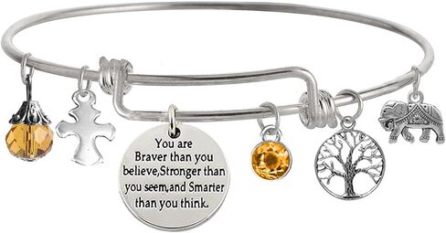 "You Are Braver Than You Believe Stronger Than You Seem and Smarter Than You Think Inspirational Bracelet Expandable Bangle for Women in Kuwait
