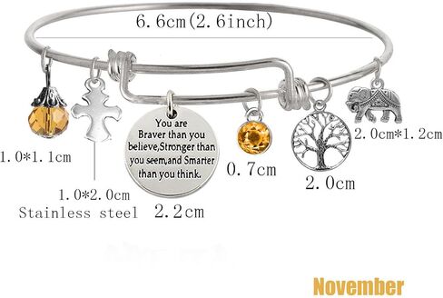 "You Are Braver Than You Believe Stronger Than You Seem and Smarter Than You Think Inspirational Bracelet Expandable Bangle for Women in Kuwait