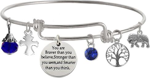 "You Are Braver Than You Believe Stronger Than You Seem and Smarter Than You Think Inspirational Bracelet Expandable Bangle for Women in Kuwait