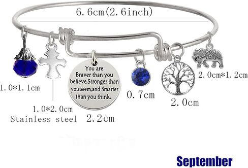 "You Are Braver Than You Believe Stronger Than You Seem and Smarter Than You Think Inspirational Bracelet Expandable Bangle for Women in Kuwait
