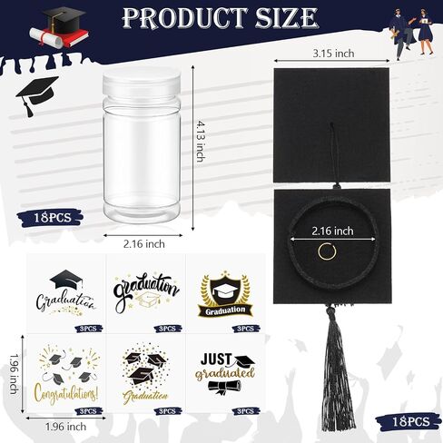 18 Set Graduation Candy Jar Decorations for Class of 2025 DIY Graduation Party Favors with Lids and Sticker Grad Centerpieces Table Decorations for College High School Grad Gifts in Saudi Arabia