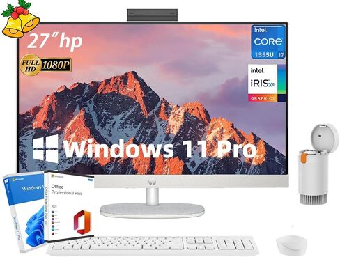 HP All-in-One Desktop Computer, 11th Generation Intel Core i5-1135G7 Processor, Intel Iris Xe Graphics, 8 GB RAM, 256 GB SSD, Windows 10 Home (27-dp1006, Natural Silver) in Kuwait
