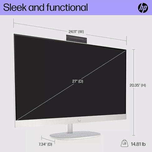 HP All-in-One Desktop Computer, 11th Generation Intel Core i5-1135G7 Processor, Intel Iris Xe Graphics, 8 GB RAM, 256 GB SSD, Windows 10 Home (27-dp1006, Natural Silver) in Kuwait
