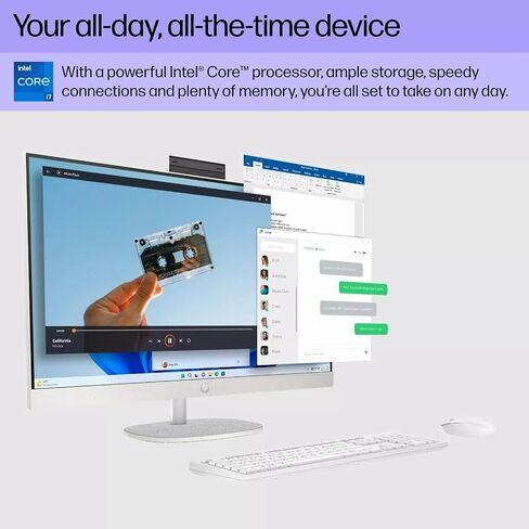HP All-in-One Desktop Computer, 11th Generation Intel Core i5-1135G7 Processor, Intel Iris Xe Graphics, 8 GB RAM, 256 GB SSD, Windows 10 Home (27-dp1006, Natural Silver) in Kuwait