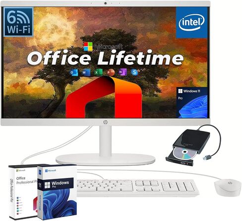 HP 24-inch All-in-One Touchscreen Desktop Computer, AMD Ryzen 5 4500U Processor, 12 GB RAM, 512 GB SSD, Windows 10 Home (24-dp0160, Silver) in Kuwait