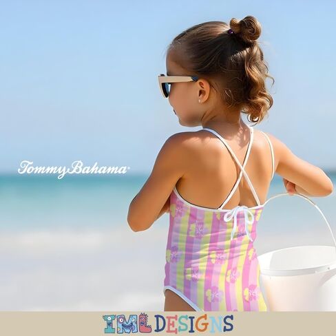Tommy Bahama Girls One Piece Swimsuit - Tropical Print, Cross-Back Bathing Suit - Quick-Drying Summer Swimwear for Kids in Saudi Arabia